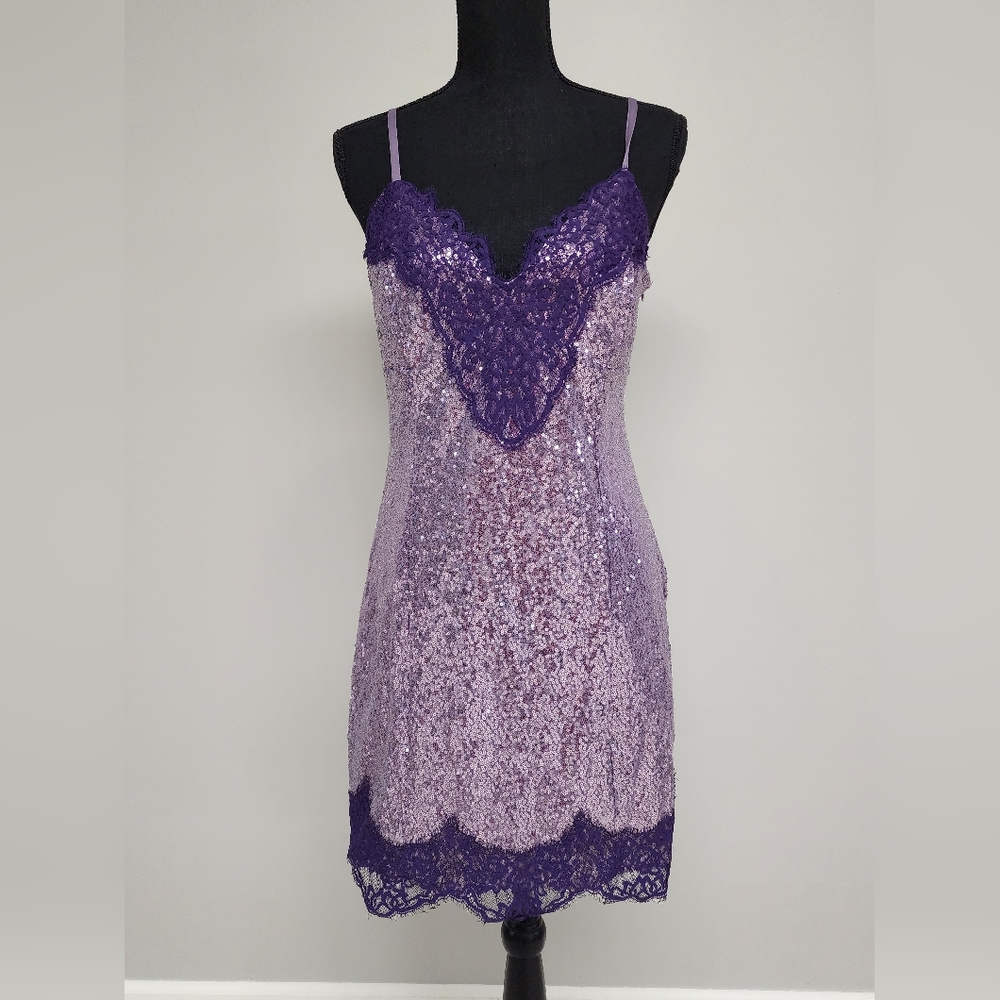 🔥NWT🔥SZ XS Lace Trim Sequin Slip Dress - Wild Fable Dark Mauve